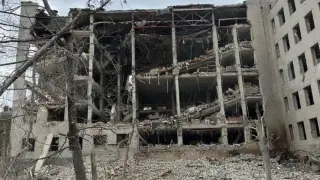 Un edificio destrozado tras el ataque ruso en Poltava.