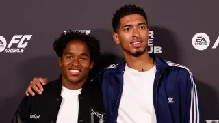 Jude Bellingham and Endrick Felipe attend the photocall of Presentation of EA Sports FC25 game at Pabellon Satelite on September 26, 2024, Madrid, Spain. Dennis Agyeman / AFP7 / Europa Press 26/9/2024 ONLY FOR USE IN SPAIN