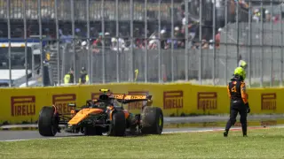 Lando Norris tras su accidente con Oscar Piastri