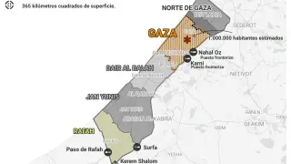 Mapa de la Franja de Gaza
