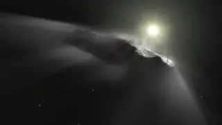 Impresión artística del objeto interestelar Oumuamua.
