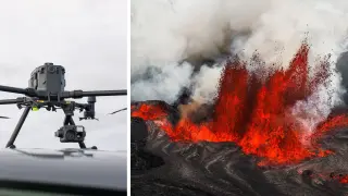 Drones de la marca DJI se han utilizado para proteger a las comunidades y prevenir la pérdida de infraestructura por erupciones volcánicas en Islandia.
