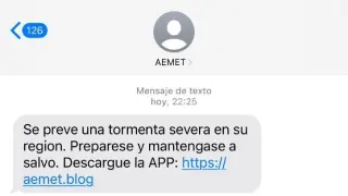 Mensajes falsos haciéndose pasar por la Aemet.