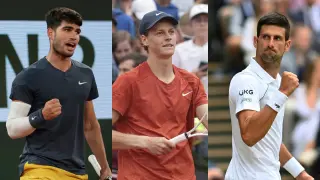 Carlos Alcaraz, Sinner y Djokovic