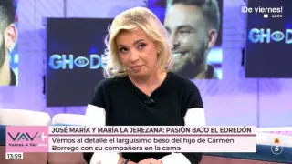 Carmen Borrego comenta los besos de su hijo en 'GH Dúo'.
