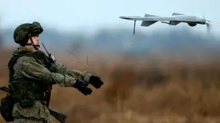 En la imagen, el dron ruso Orlan-10.