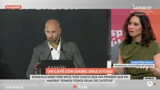 Isabel Díaz Ayuso responde a Gonzalo Miró en 'Espejo Público'.