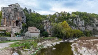 Vista general del pueblo de Lebaume, Francia.