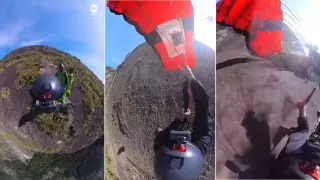 Capturas del vídeo grabado por un saltador base brasileño que se salvó milagrosamente.