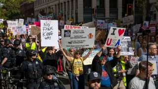 Imagen de la protesta de este sábado en Washington DC.