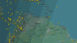 Mapa que muestra la ausencia de aviones sobre el espacio aéreo de Venezuela.