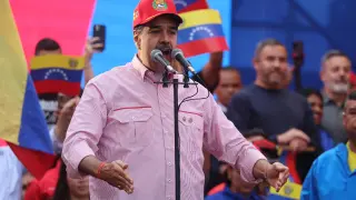 Nicolás Maduro interviene durante un mitin en Caracas.