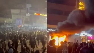 Manifestantes durante una protesta en Teherán, Irán, el viernes 9 de enero de 2026.