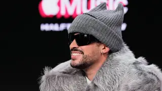 Apple Music Super Bowl LX Halftime Show performer Bad Bunny speaks during a news conference, Thursday, Feb. 5, 2026, in San Francisco ahead of the NFL Super Bowl 60 football game between the Seattle Seahawks and the New England Patriots. (AP Photo/Godofredo A. Vásquez)