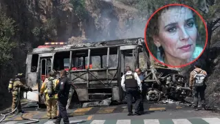 Fotomontaje de los disturbios en México junto a Guadalupe Moreno Carrillo, pareja del narco Nemesio Oseguera Cervantes, alias "El Mencho"..