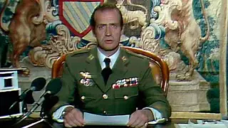El rey Juan Carlos, durante su discurso a la nación la madrugada del 24 de febrero de 1981.