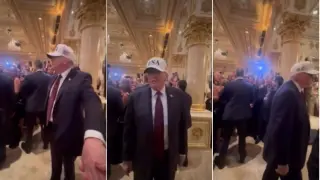 Donald Trump, en una secuencia de imágenes de él el viernes por la noche en Mar-a-Lago.
