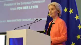 Von der Leyen, este lunes en Bruselas.