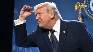 DORAL, FLORIDA - MARCH 9: U.S. President Donald Trump speaks during the Republican Members Issues Conference at Trump National Doral Miami on March 9, 2026 in Miami, Florida. President Trump vowed over the weekend not to sign any bill cleared by Congress until Republicans pass voter identification measures to be implemented in the upcoming mid-term elections later in the year. (Photo by Roberto Schmidt/Getty Images)