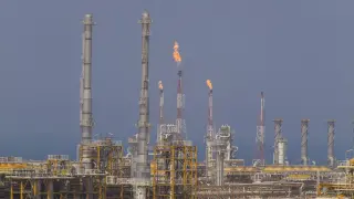 Vista del yacimiento de gas South Pars en Assalooyeh, en la costa iraní del Golfo Pérsico.