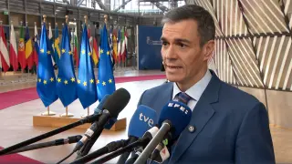Sánchez, a su llegada a Bruselas.