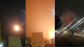 Secuencia de la caída de un misil iraní en Dimona, Israel.