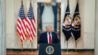 April 7, 2026, Washington, Dc, United States of America: U.S President Donald Trump, delivers an address to the nation on the Iran War from the Cross Hall of the White House, April 1, 2026 in Washington, D.C. (Credit Image: © Daniel Torok/White House/Planet Pix via ZUMA Press Wire)LaPresse