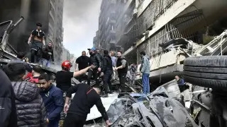 Uno de los lugares atacados por Israel en Beirut, este pasado miércoles.