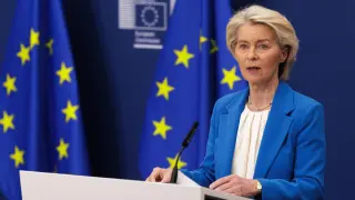 Von der Leyen, este lunes en Bruselas.