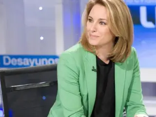 La presidenta del PP vasco, Arantza Quiroga, durante la entrevista en 'Los Desayunos de TVE'.