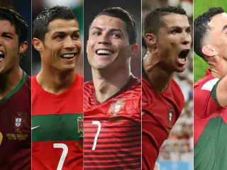 Cristiano Ronaldo en todos los Mundiales en los que ha jugado.