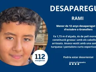 Rami, joven de 12 años desaparecido en Granollers.
