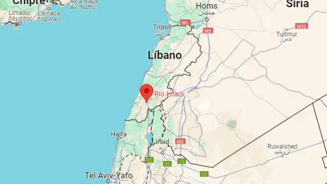 Ubicación del río Litani, en el sur del Líbano.