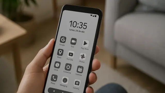 Móvil con la interfaz en blanco y negro