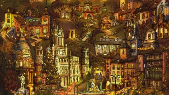 Cartel de la Navidad 2025-2026 de Madrid: "Madrid, una postal navideña".