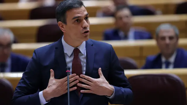 Pedro Sánchez en la sesión de control en el Senado