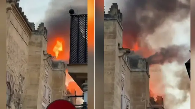 Una barredora mecánica que se encontraba en la capilla de Almanzor de la Mezquita de Córdoba es la probable causa del incendio .