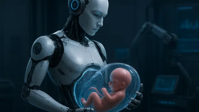 Robot con un bebé en su interior.