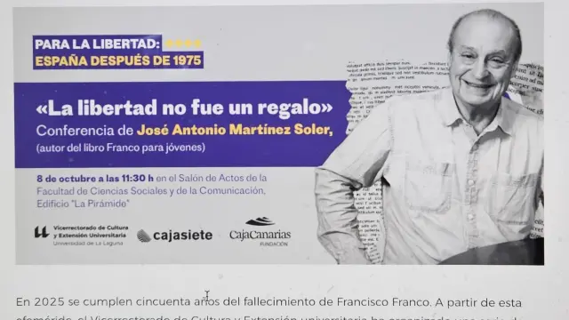 Cartel de mi conferencia en la Universidad de La Laguna (Tenerife)
