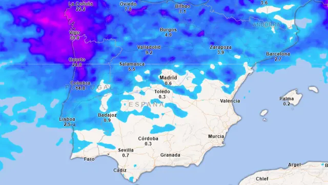 Precipitación acumulada para este lunes 20 de octubre.