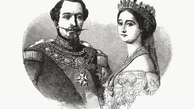 Napoleon III (1808 - 1873) y su esposa Eugenia de Montijo (1826 - 1920) en 1855.