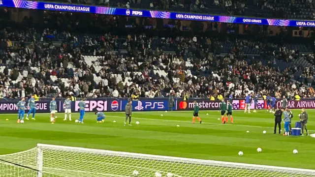 Calentamiento del Real Madrid antes de medirse al Mónaco