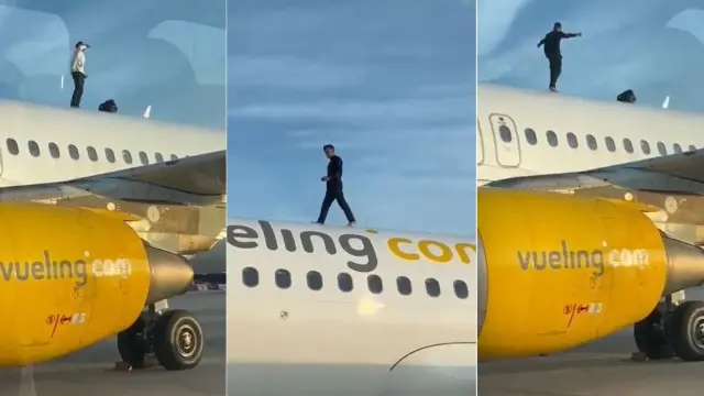 Capturas del vídeo captado por pasajeros en el aeropuerto de Manises.