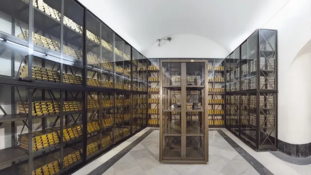 Lingotes de oro en el interior de la cámara acorazada del Banco de España.