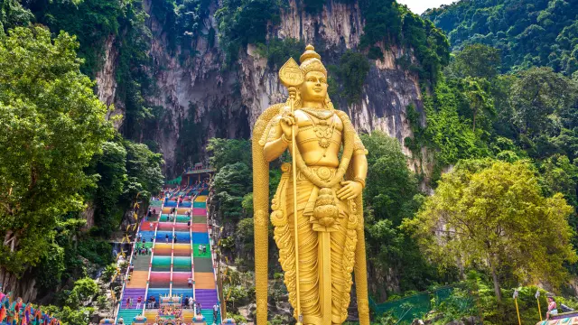 Batu cave, hinduism temple in a sunny day in Kuala Lumpur, Malaysia