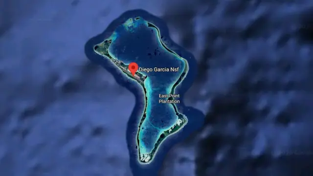 Imagen de satélite de la base militar de Diego García, situada en el océano Índico.