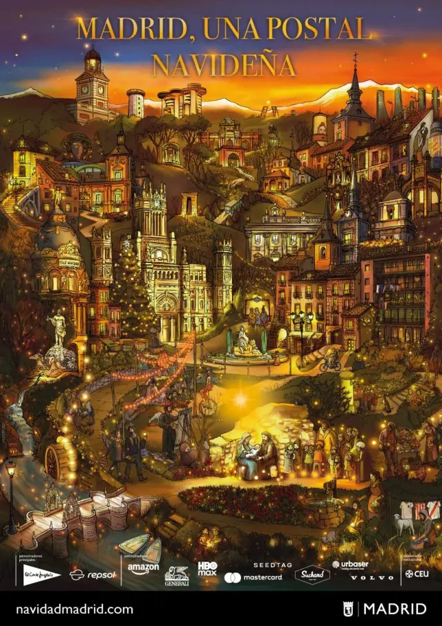 Cartel de la Navidad 2025-2026 de Madrid: "Madrid, una postal navideña".