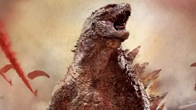 Detalle de uno de los carteles promocionales de 'Godzilla' versión 2014