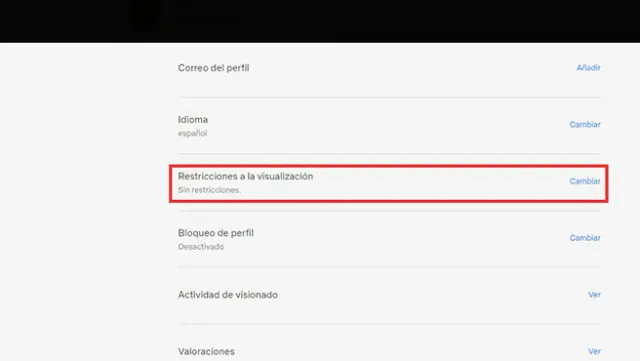 Administra tu cuenta y aplica restricciones a la visualización