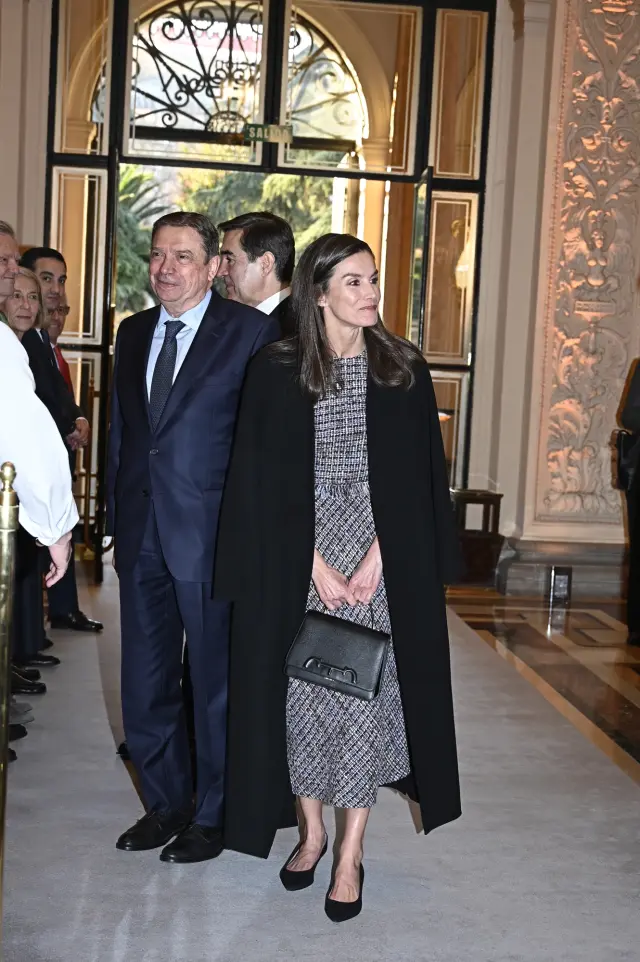 La Reina Letizia a su llegada al acto organizado por la &quot;Fundación Microfinanzas BBVA